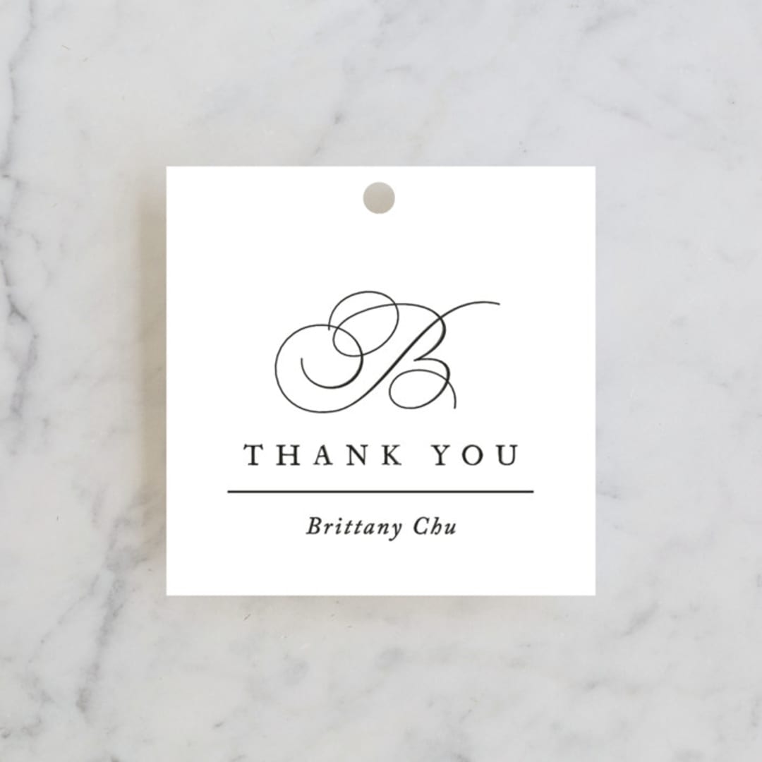 "Initial" - Bridal Shower Favor Tags in Pearl by Jennifer Postorino - Front