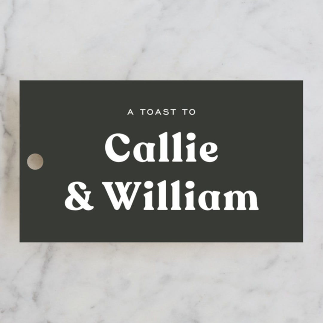 "the essentials" - Bridal Shower Favor Tags in Onyx by Sara Hicks Malone - Front