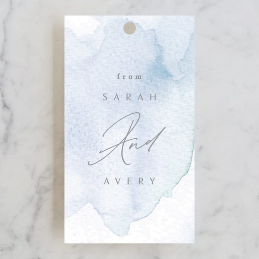 "Flow" - Bridal Shower Favor Tags in Lagoon by Creo Study - Front