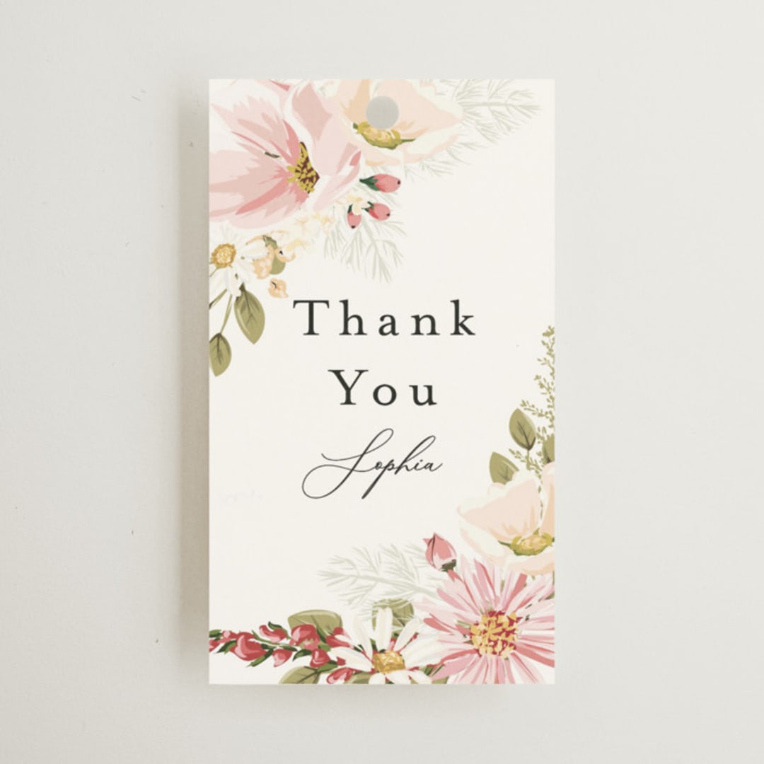 "Floral Arch" - Bridal Shower Favor Tags in Blush by Susan Moyal - Front