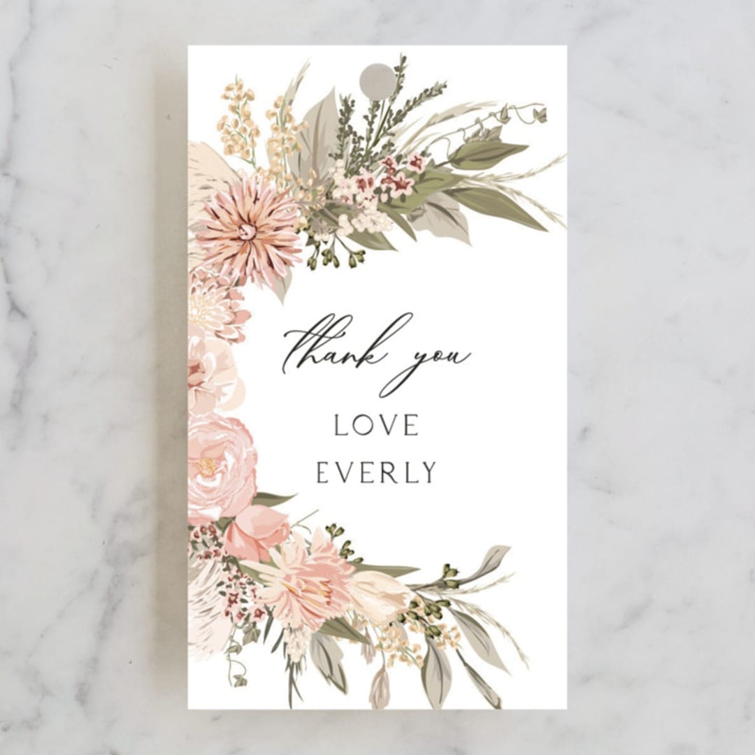 "Boho Botanical " - Bridal Shower Favor Tags in Blush by Susan Moyal - Front