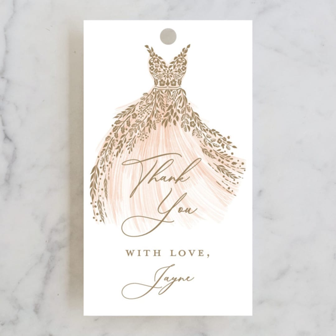"Here Comes the Bride" - Bridal Shower Favor Tags in Coral by Paper Sun Studio - Front
