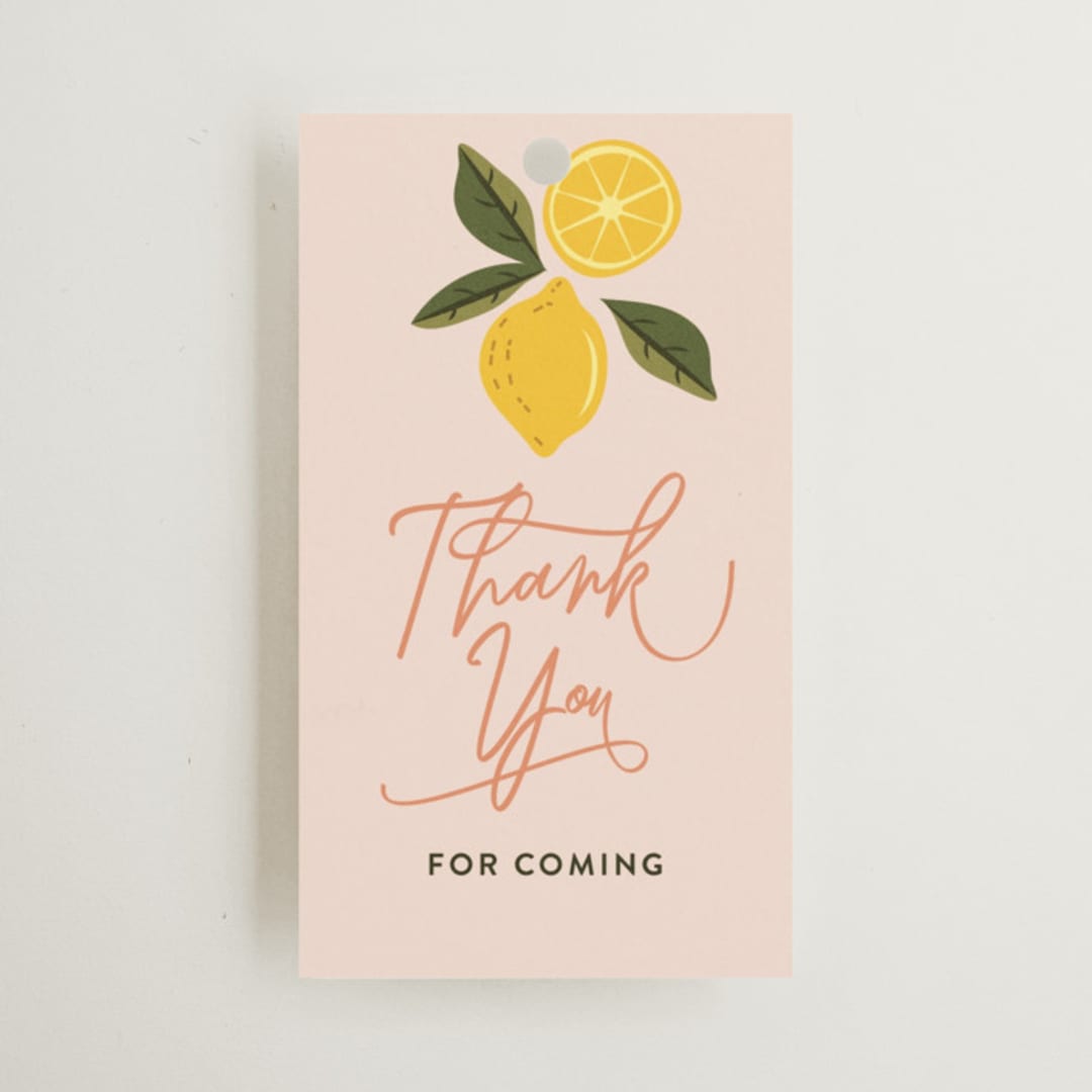 "Lemonade" - Bridal Shower Favor Tags in Blush by That Girl Press - Front