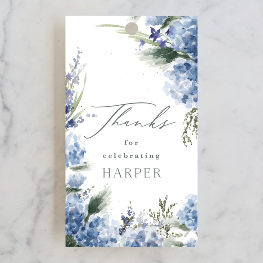"English Garden" - Bridal Shower Favor Tags in Sky by Kate Ahn - Front