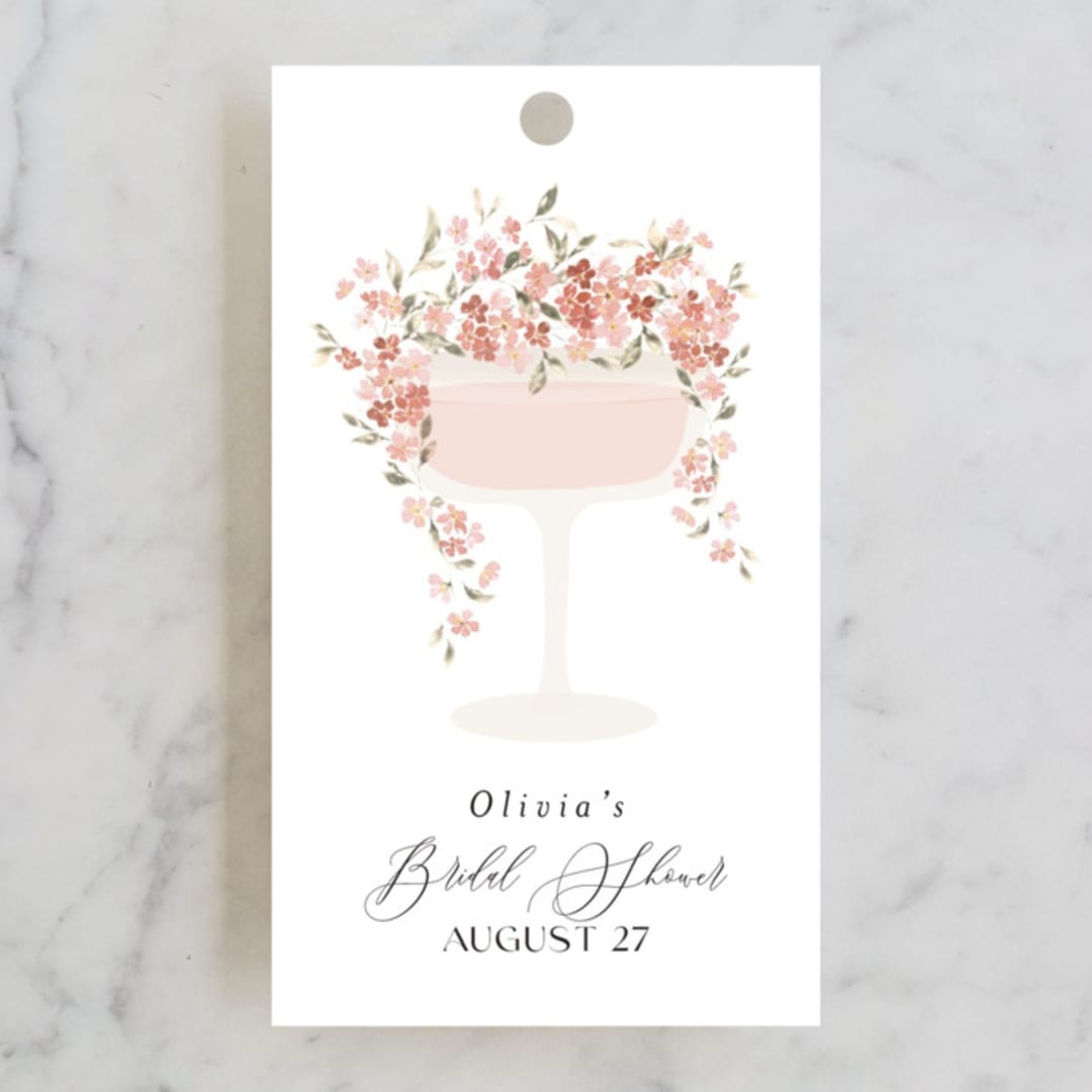 "Botanical Cheers" - Bridal Shower Favor Tags in Petal by Itsy Belle Studio - Front