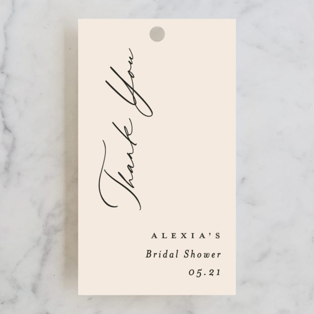 "Elegant Side" - Bridal Shower Favor Tags in Buttercream by Carolyn MacLaren - Front