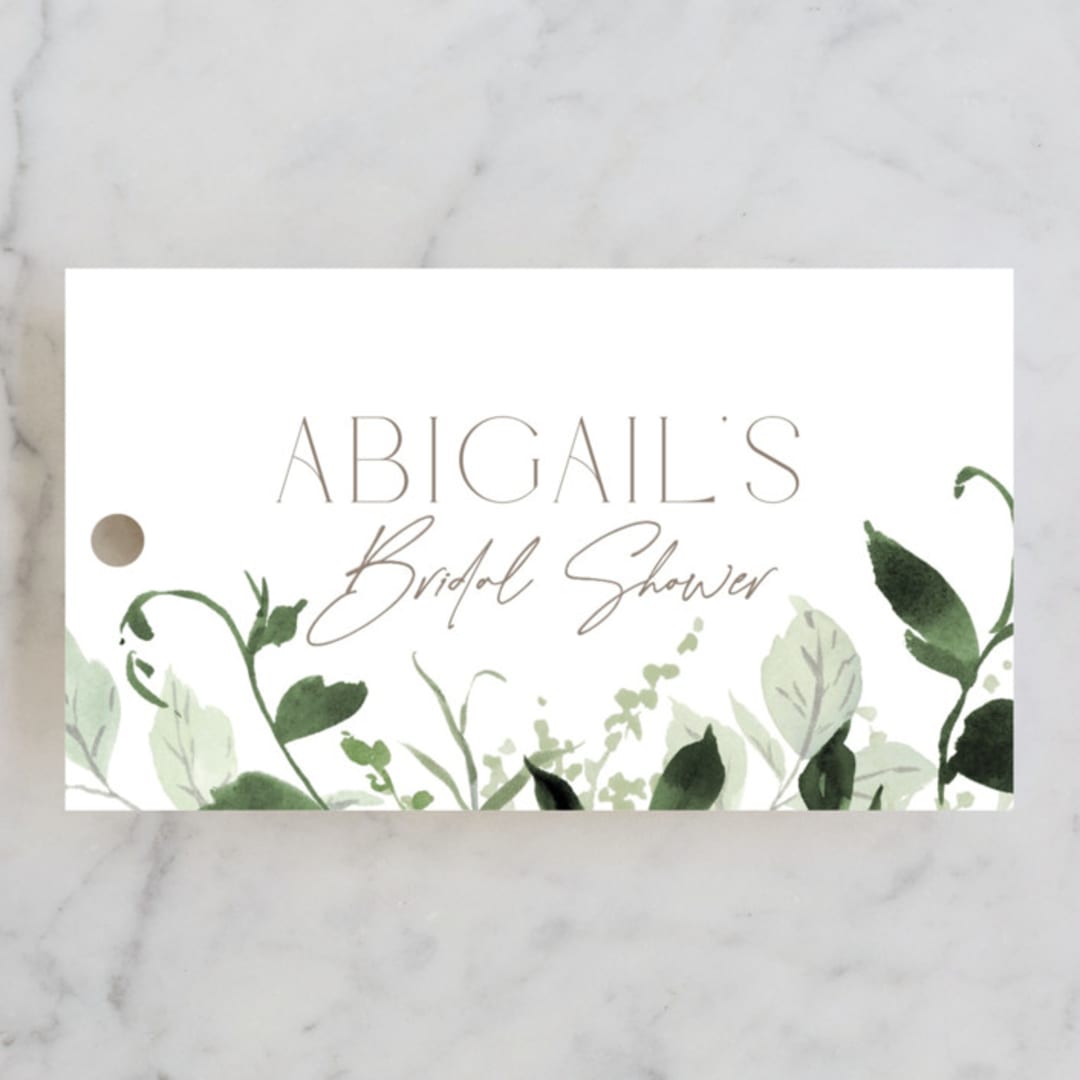 "Verde" - Bridal Shower Favor Tags in Meadow by Everett Paper Goods - Front
