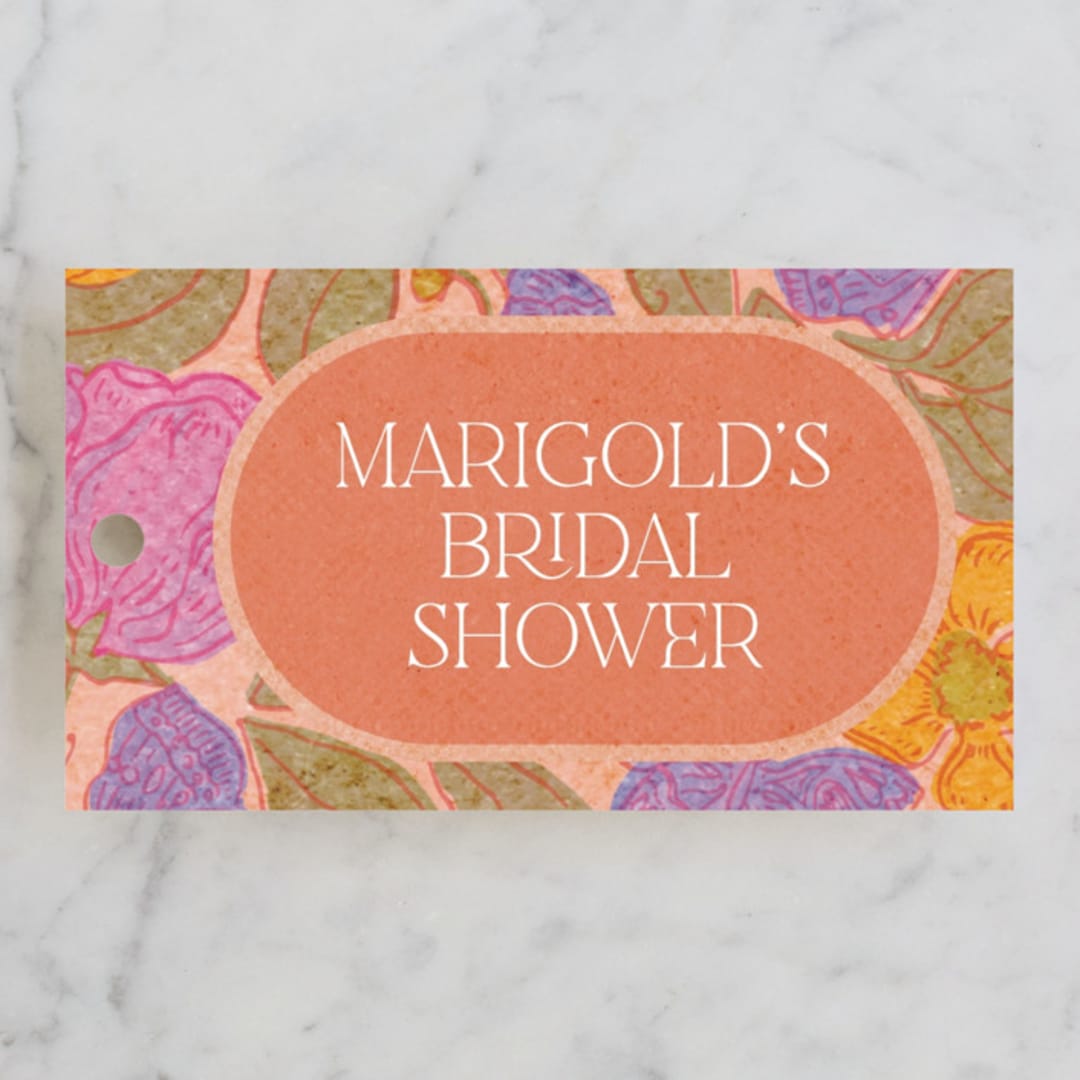 "Vintage Garden" - Bridal Shower Favor Tags in Peach by Simona Camp - Front