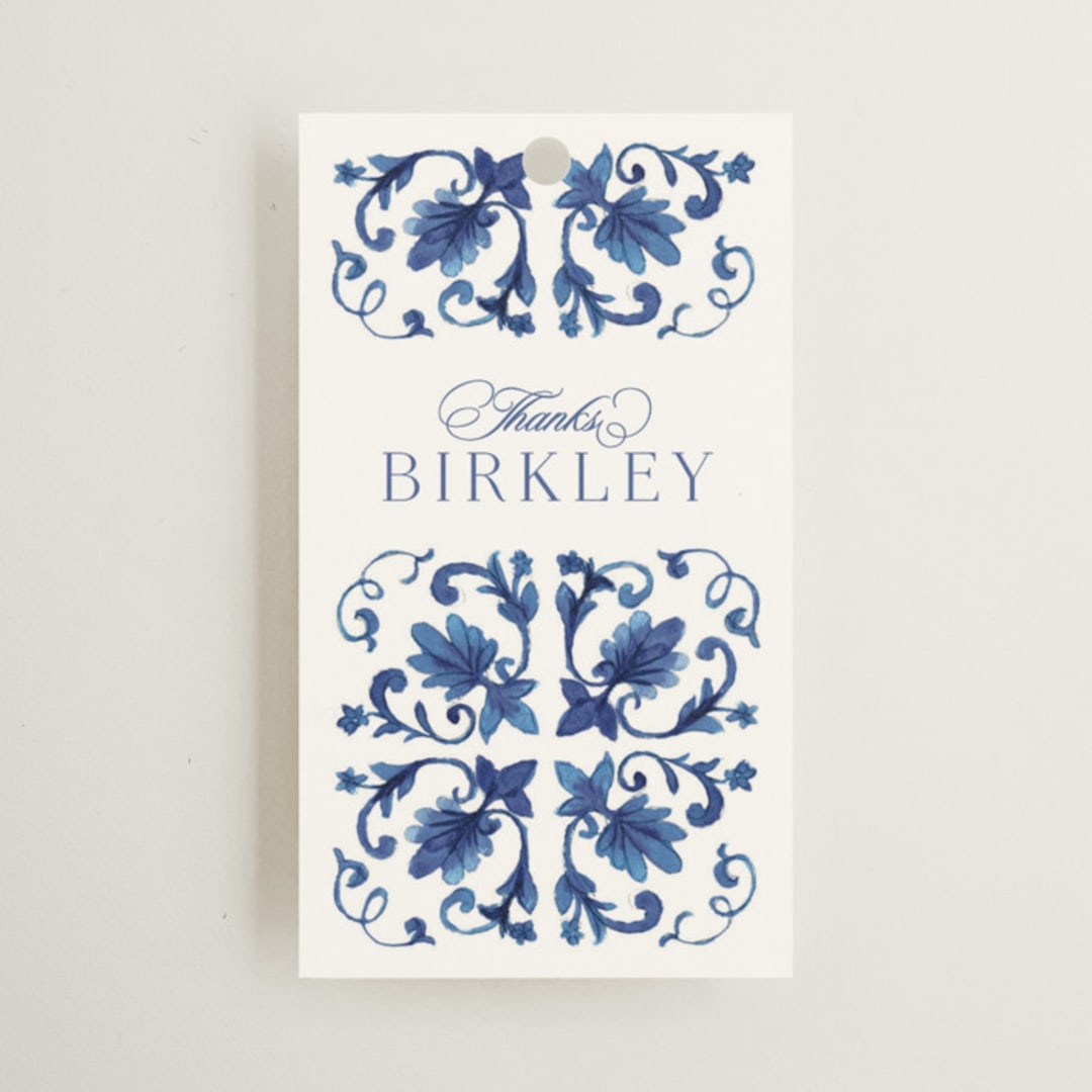 "Amalfi Coast" - Bridal Shower Favor Tags in Cerulean by Jenna Holcomb - Front