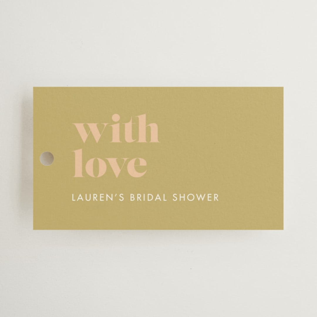"First Comes Brunch" - Bridal Shower Favor Tags in Camel by mo kelley - Front