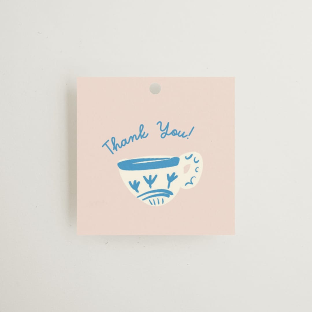 "China Tea Set" - Bridal Shower Favor Tags in Blush by Ani Somi - Front