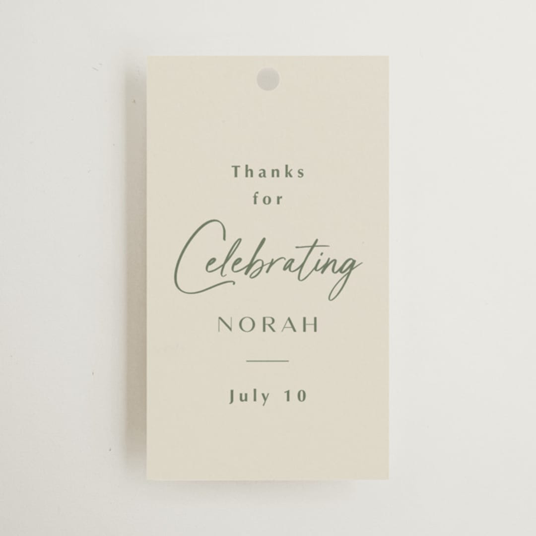"Modern Script" - Bridal Shower Favor Tags in Avocado by Ana Sharpe - Front