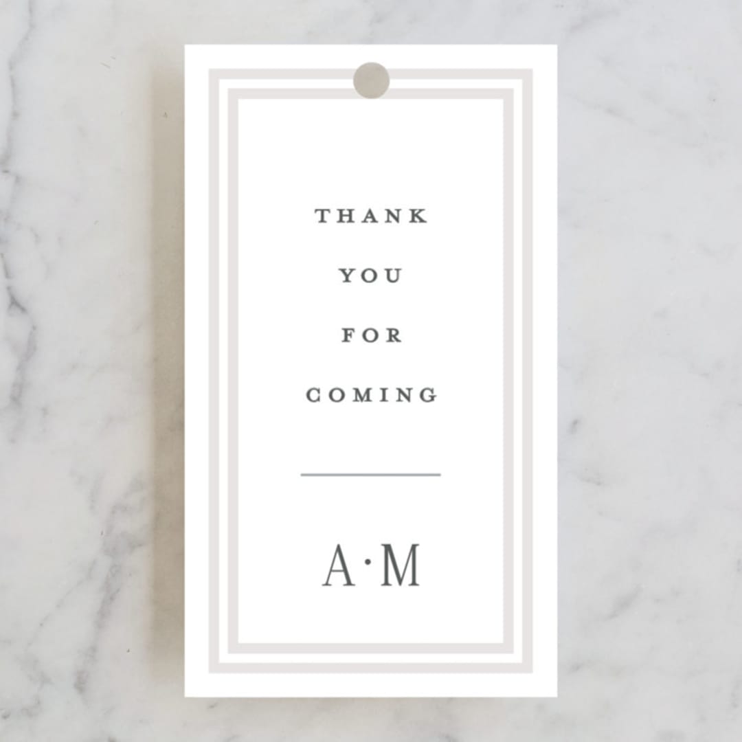 "Traditions" - Bridal Shower Favor Tags in Obsidian by Carolyn MacLaren - Front