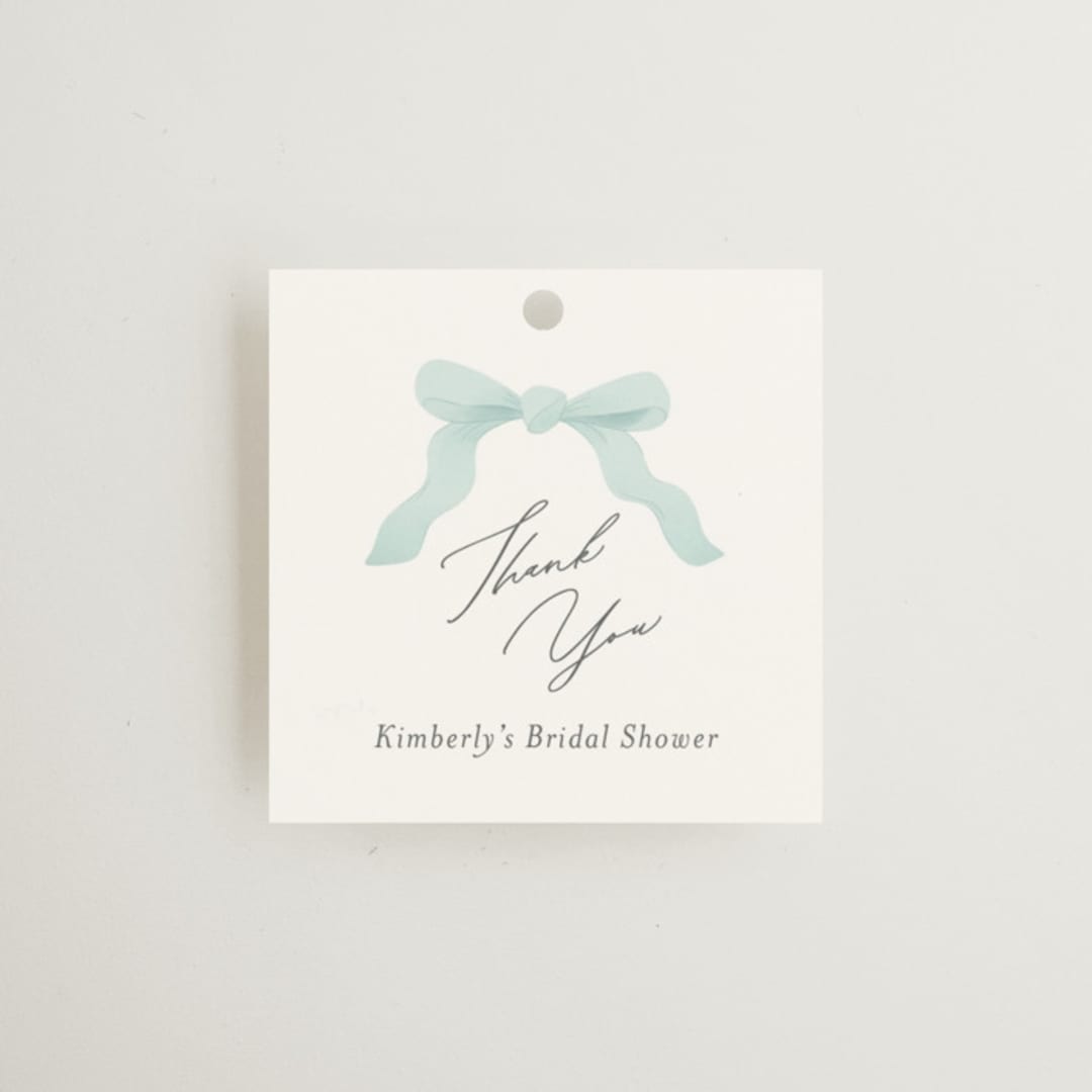 "Dainty" - Bridal Shower Favor Tags in Tiffany Blue by Paper Raven Co. - Front