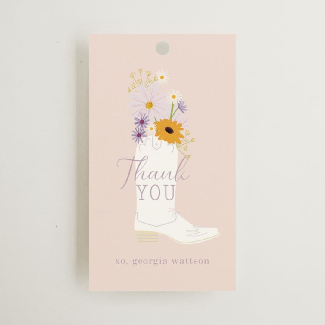 "Bridal Boots" - Bridal Shower Favor Tags in Peony by Baumbirdy - Front