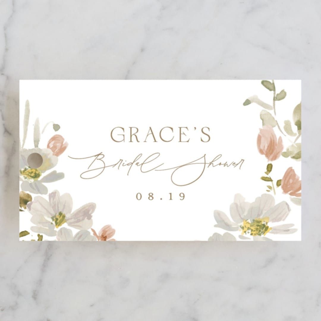 "Serene" - Bridal Shower Favor Tags in Champagne by Everett Paper Goods - Front