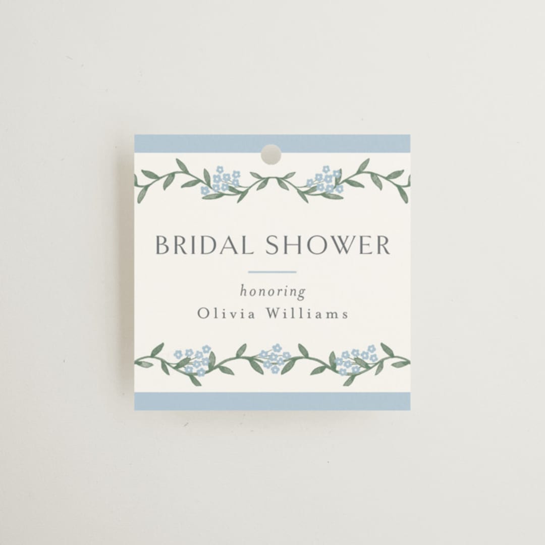 "Simple Garland" - Bridal Shower Favor Tags in Sky by Christy Hy Lee - Front