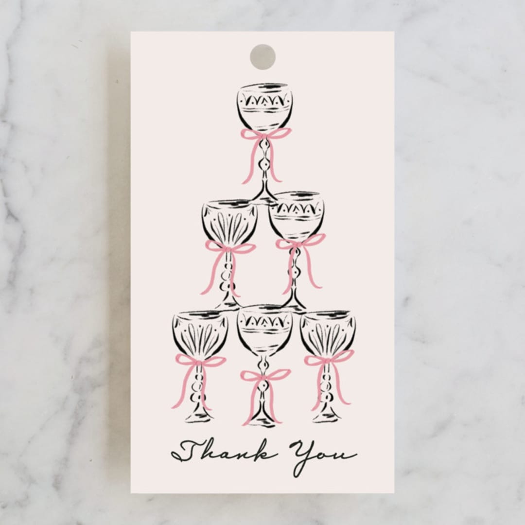 "Sparkling Champagne Tower" - Bridal Shower Favor Tags in Petal by Jackie Crawford - Front