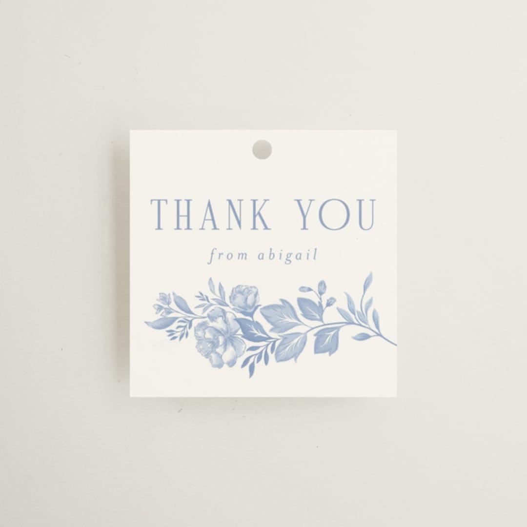 "French Blue" - Bridal Shower Favor Tags in Periwinkle by Joanna Griffin - Front