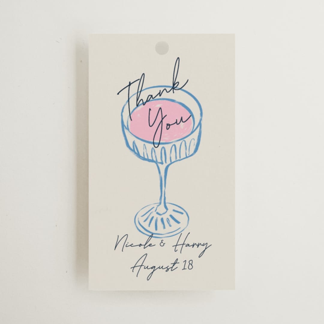 "Wine & Dine" - Bridal Shower Favor Tags in Porcelain by Elly - Front