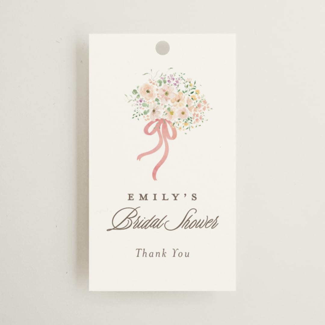 "Love is Blooming" - Bridal Shower Favor Tags in Carnation by Itsy Belle Studio - Front