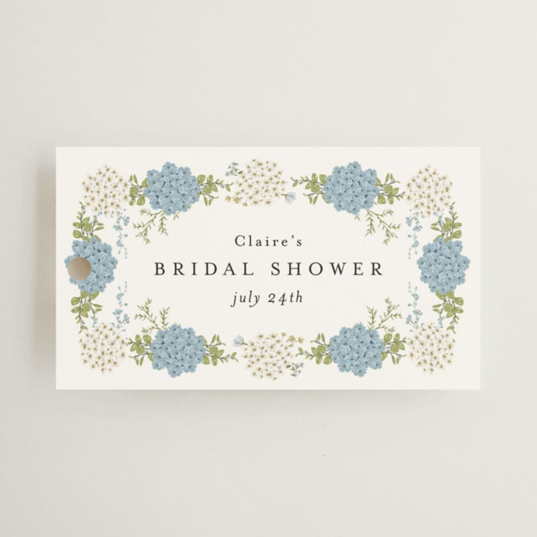 "Wedgewood" - Bridal Shower Favor Tags in Cerulean by Susan Moyal - Front