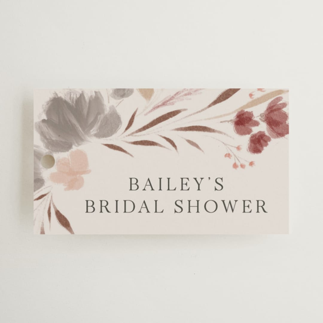 "Autumn Showers" - Bridal Shower Favor Tags in Maple Leaf by Nicoletta Savod - Front