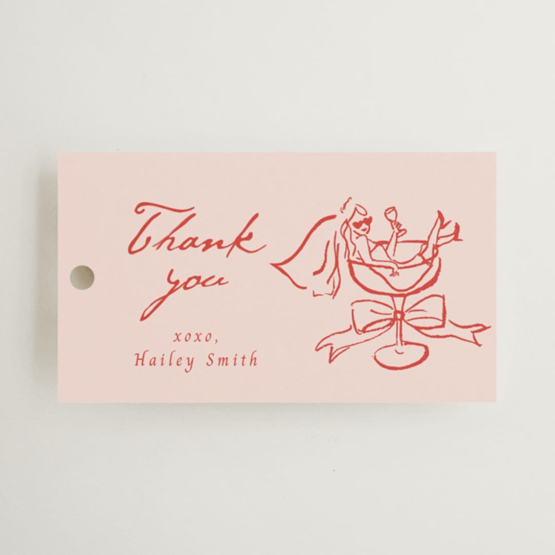 "Cheers to Love" - Bridal Shower Favor Tags in Scarlet by Cass Loh - Front