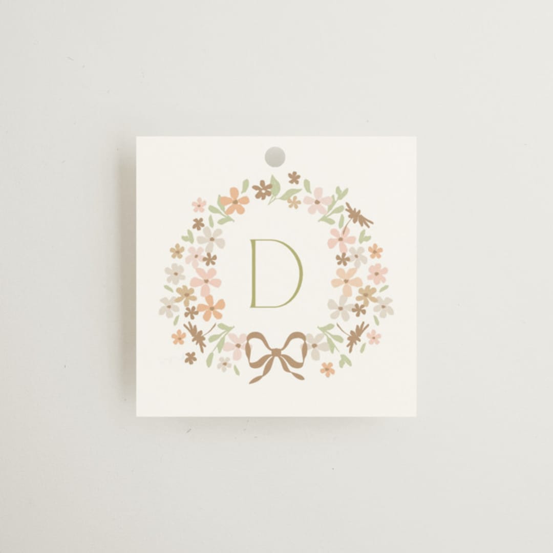 "garden monogram" - Bridal Shower Favor Tags in Leaf by Kristie Kern - Front