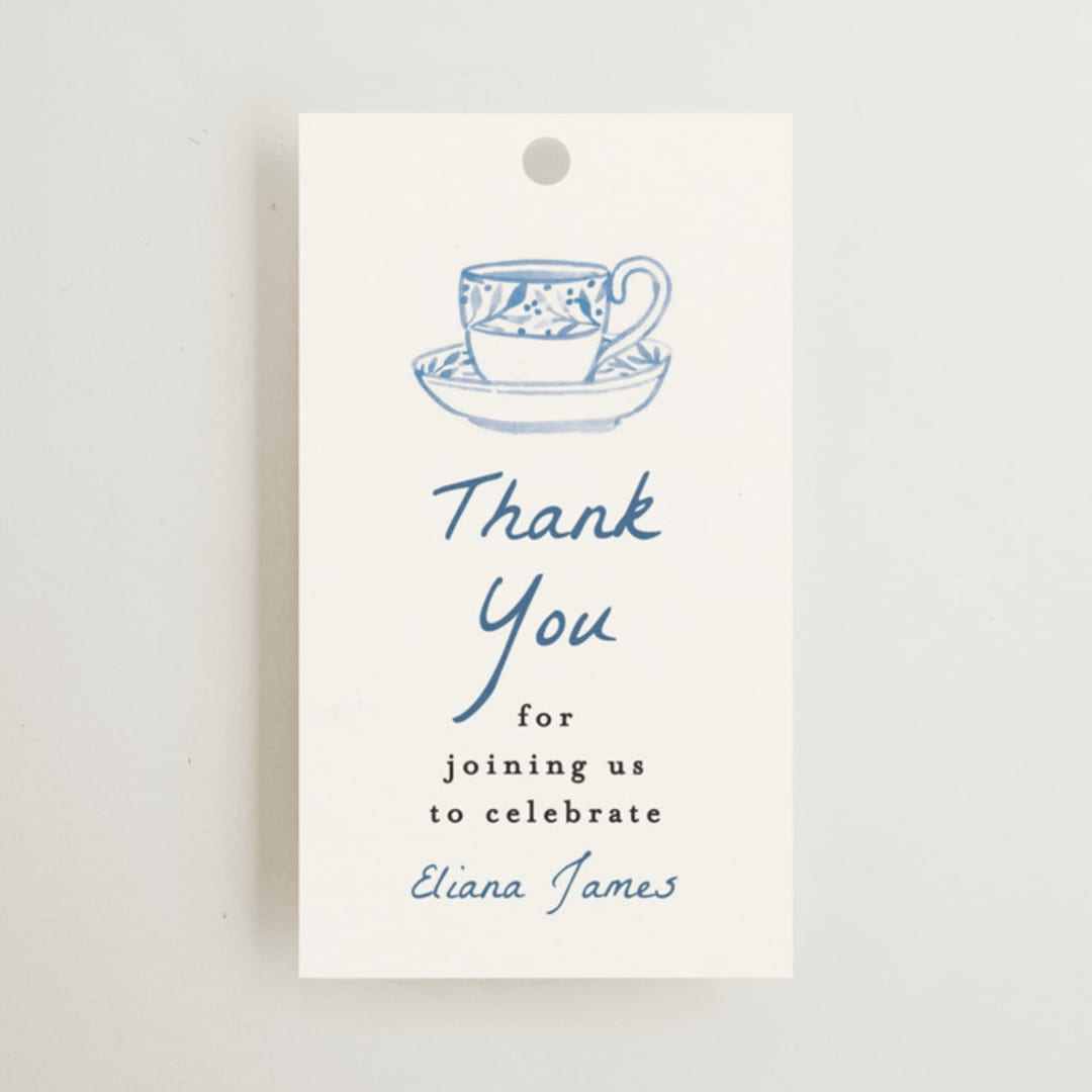 "Tea Cup Party" - Bridal Shower Favor Tags in Periwinkle by Alethea and Ruth - Front