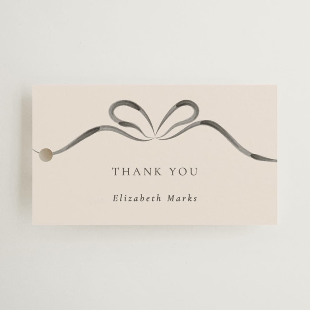 "Bow" - Bridal Shower Favor Tags in Tuxedo by Corinne Malesic - Front