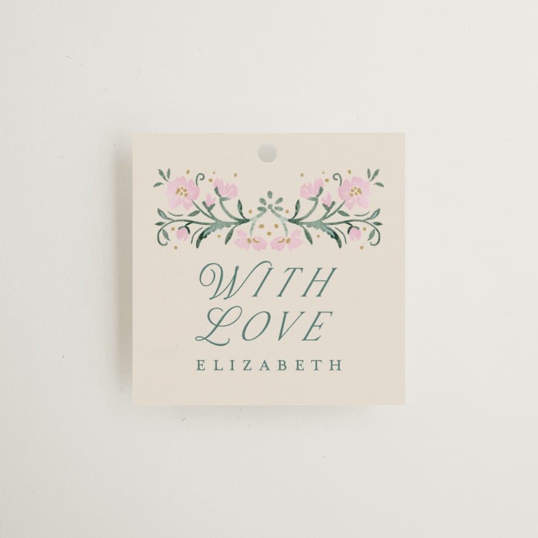 "Book Cover" - Bridal Shower Favor Tags in Evergreen by Petra Kern - Front