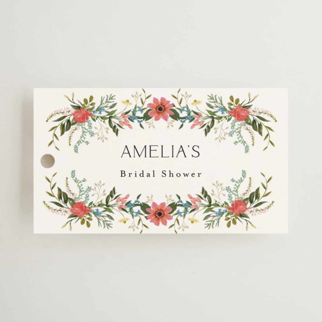 "Garden Vine" - Bridal Shower Favor Tags in Papaya by Susan Moyal - Front