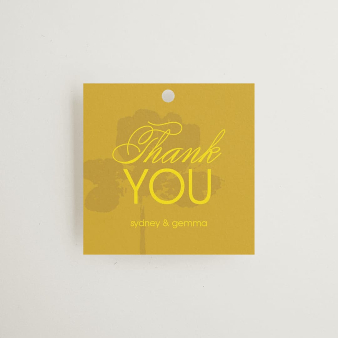 "Bloom" - Bridal Shower Favor Tags in Island Citrus by Morgan Kendall - Front