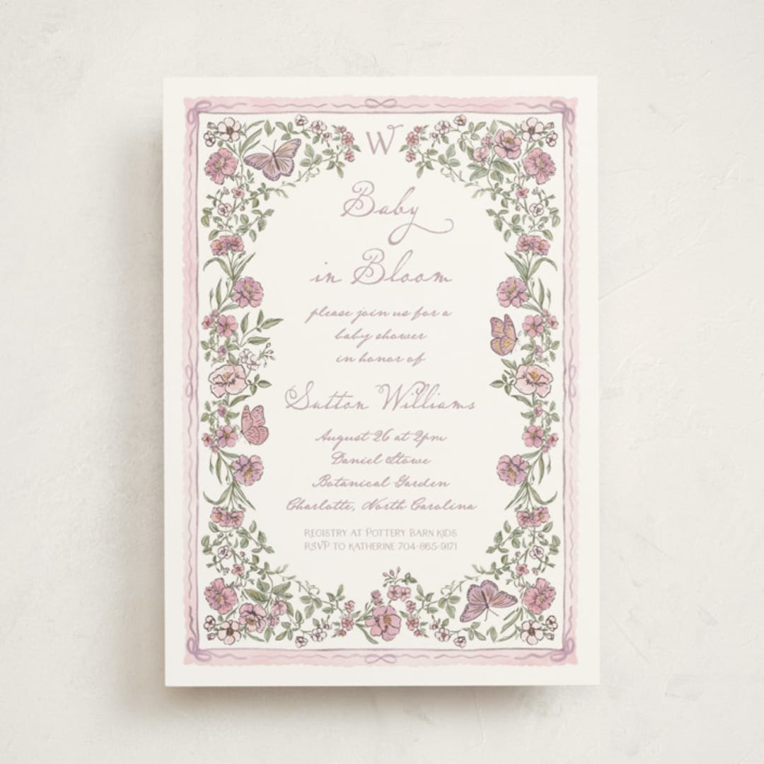"Baby in Bloom." - Baby Shower Invitations in Heather by Jenna Holcomb - Front