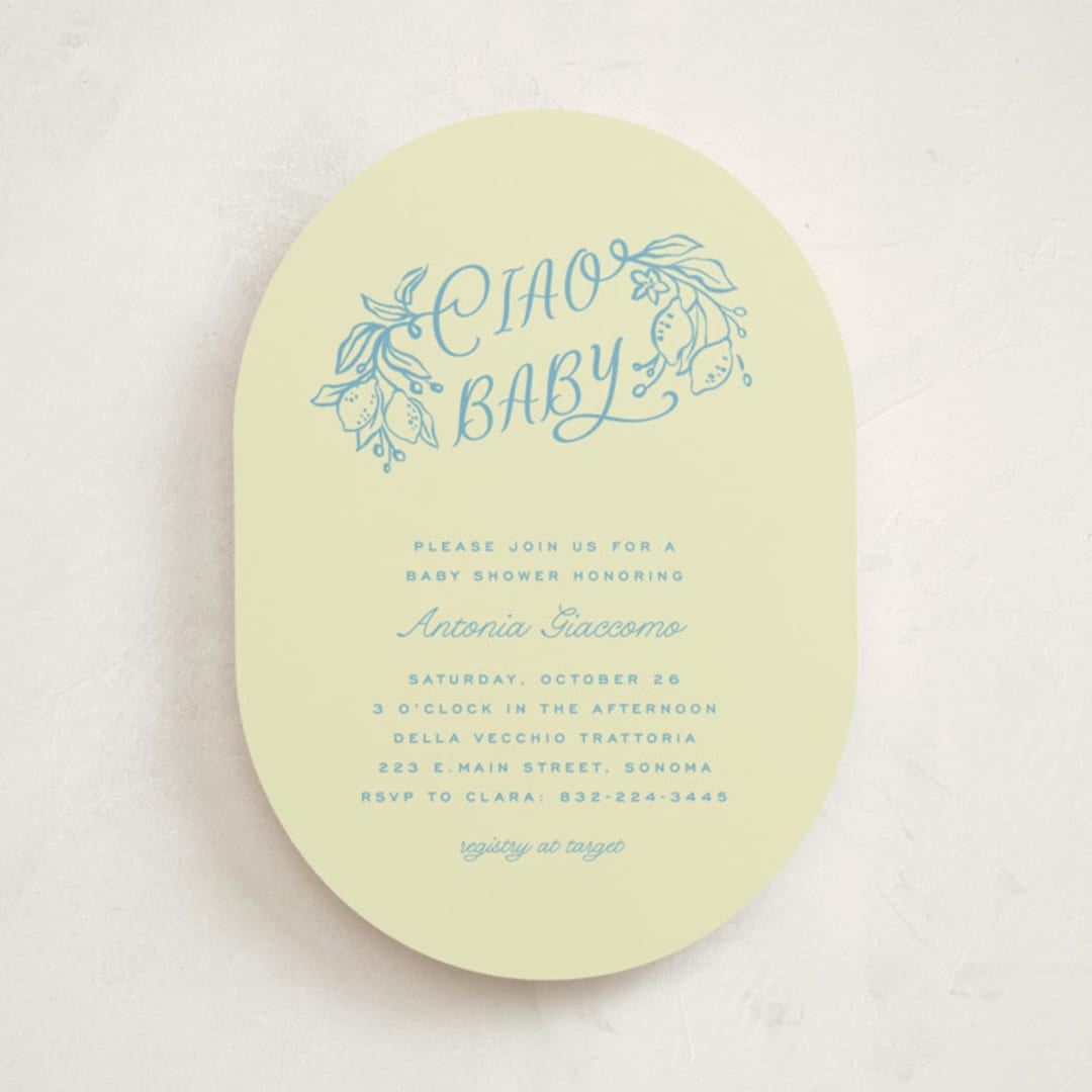 "Ciao Baby" - Baby Shower Invitations in Lemonade by Pati Cascino - Front