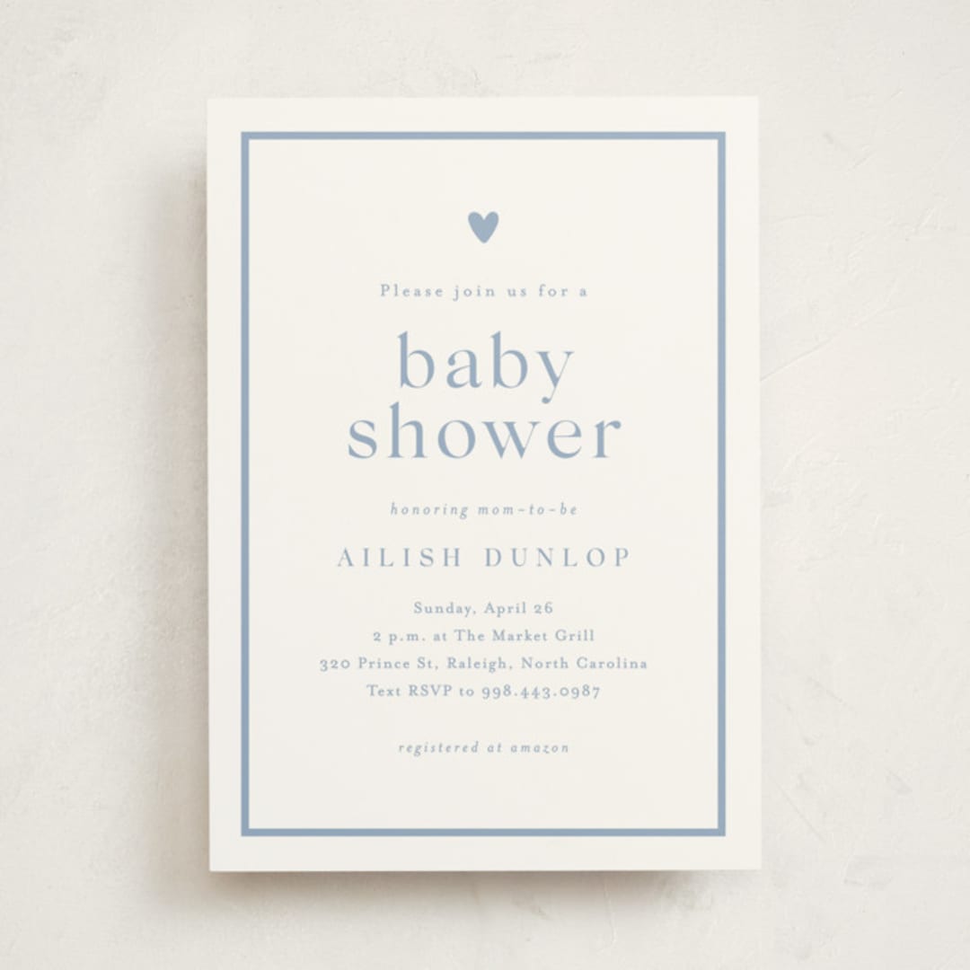 "Heartbeat" - Baby Shower Invitations in Provincial Blue by Stacey Meacham - Front