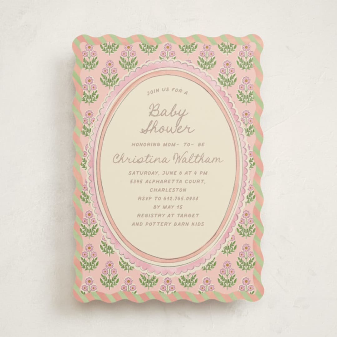 "Botanical maximalism" - Baby Shower Invitations in Poppy by Creo Study - Front
