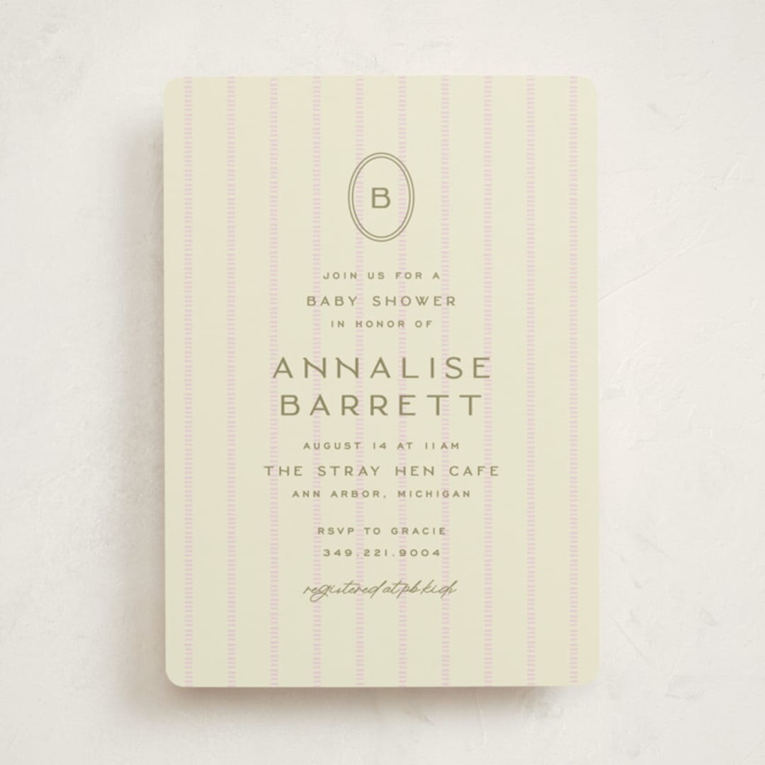 "stitched lines" - Baby Shower Invitations in Blush by Ellen Schlegelmilch - Front