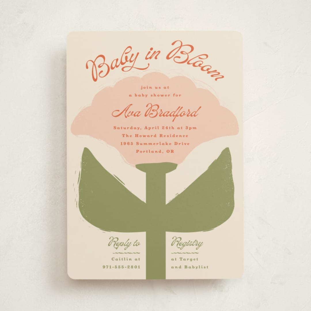 "Tulip" - Baby Shower Invitations in Peony by Lisa McLean - Front