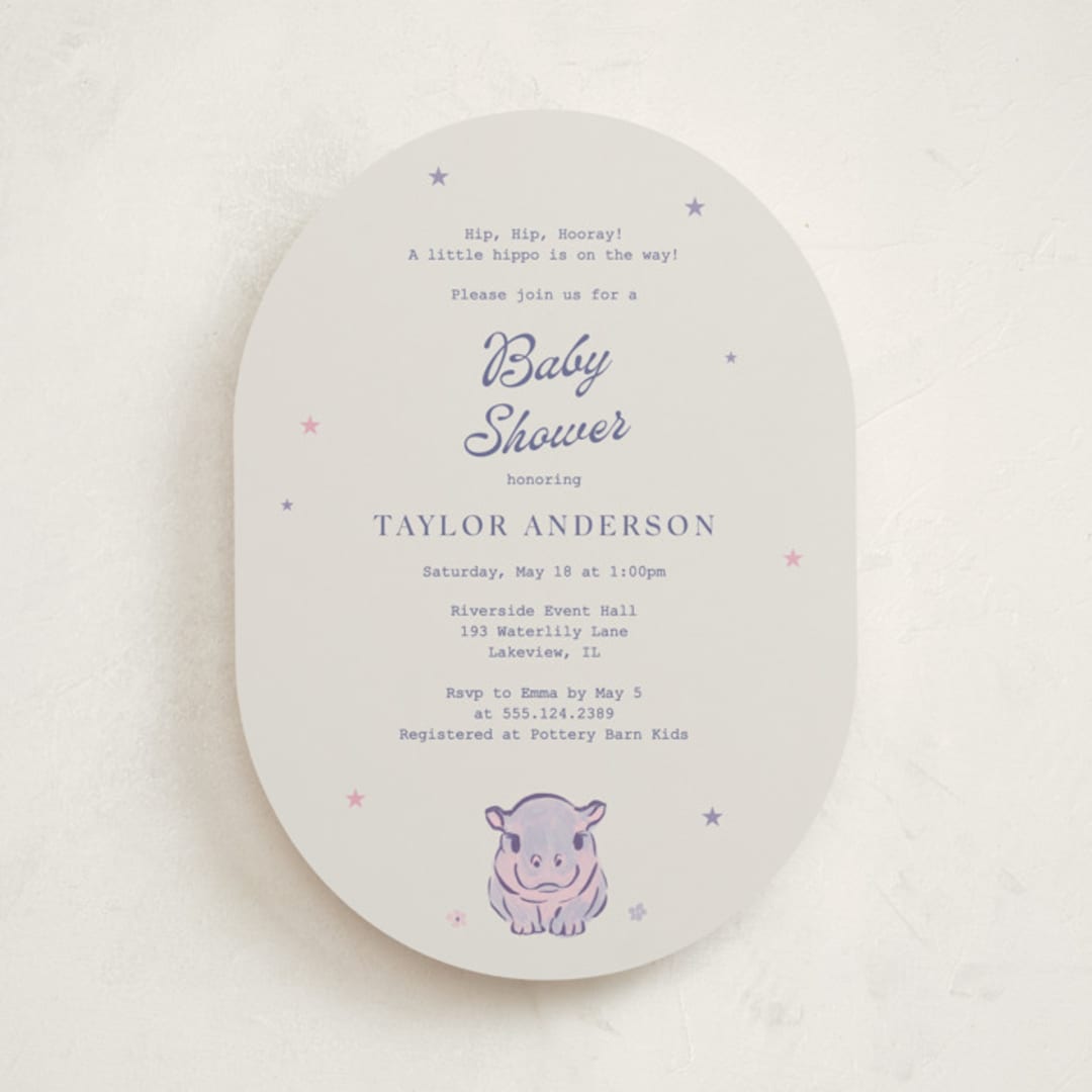 "baby hippo" - Baby Shower Invitations in Twilight Frost by Cass Loh - Front