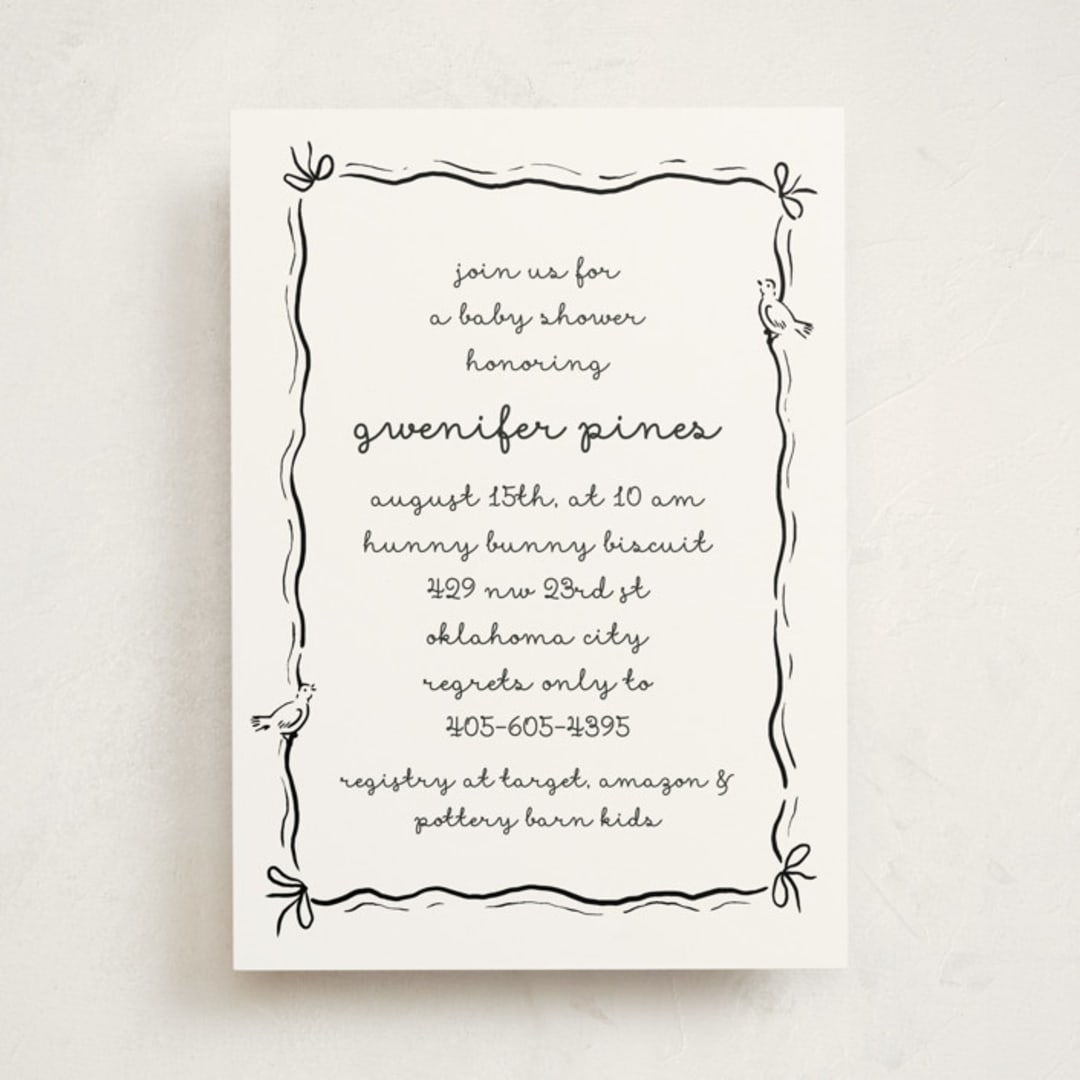 "Okarche" - Baby Shower Invitations in Cotton by Deynaaz Daraei - Front
