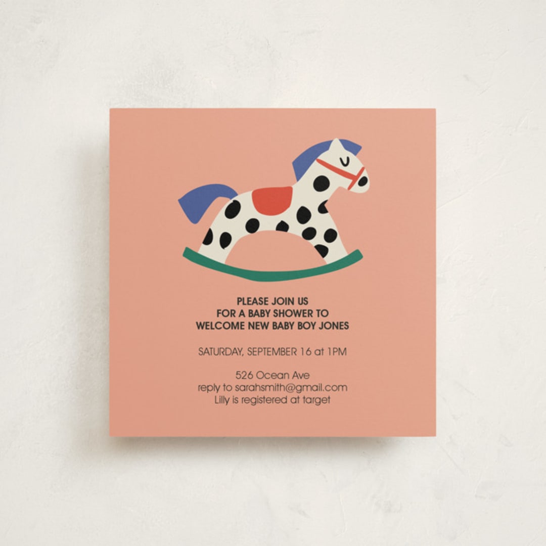 "Rocking Baby Shower" - Baby Shower Invitations in Peach by Harriet Richter - Front