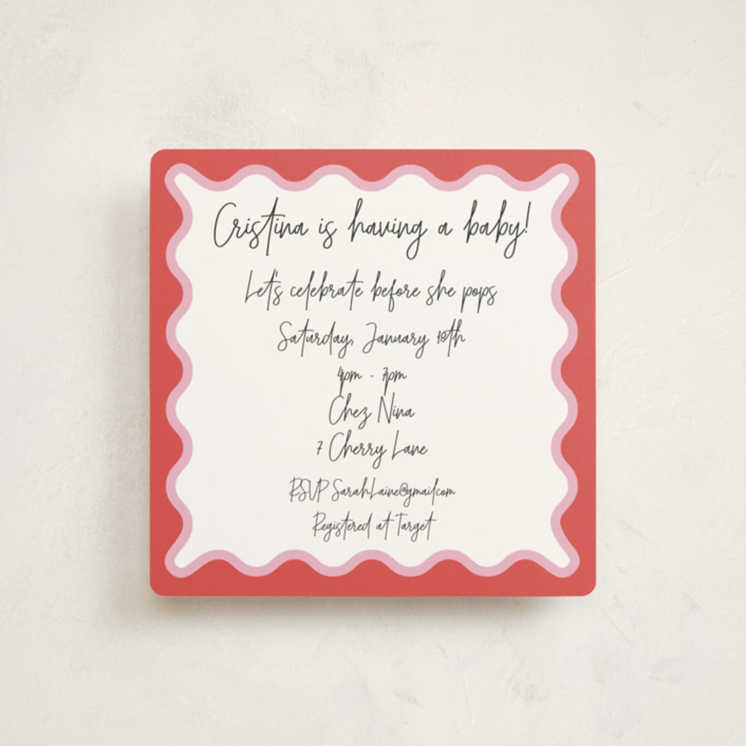 "Wavy Frame Fun" - Baby Shower Invitations in Watermelon by Ro Pacifico - Front