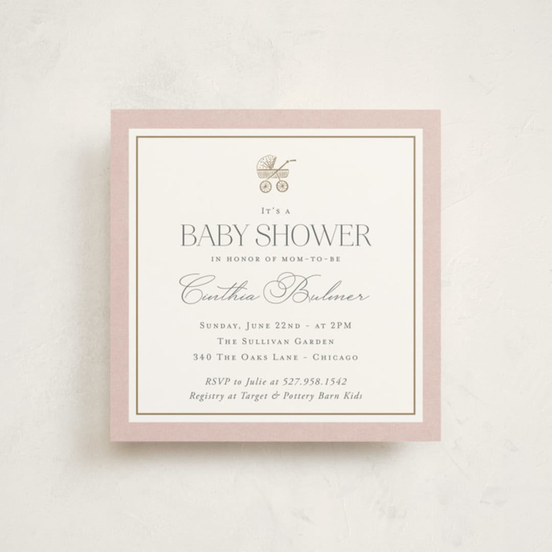 "The Little Heirloom" - Baby Shower Invitations in Rose by Lucrecia Caporale - Front