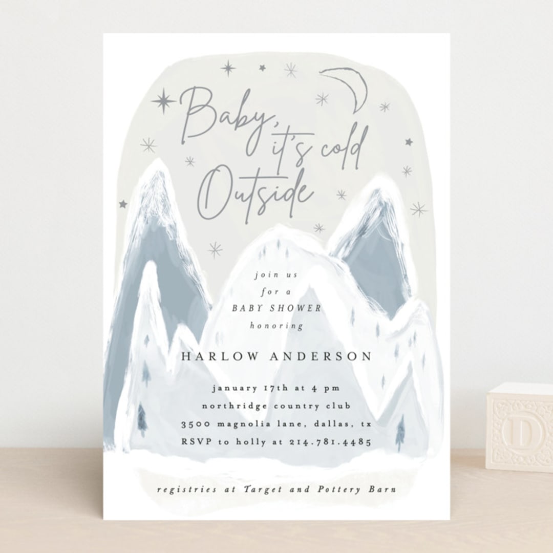 "Baby It's Cold Outside" - Baby Shower Invitations in Snow by Maja Cunningham - Front