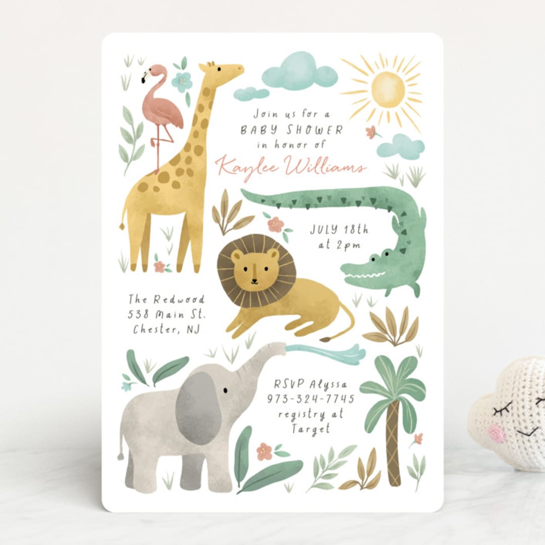 "Safari Adventure" - Baby Shower Invitations in Cotton by Randi Cirelli - Front