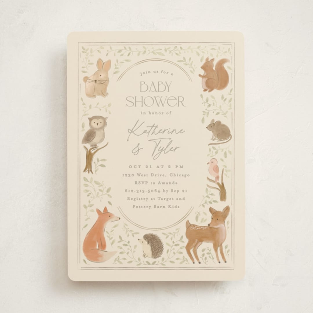 "Woodland storybook" - Baby Shower Invitations in Ecru by Creo Study - Front