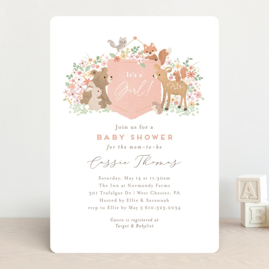 "Banner announcement" - Baby Shower Invitations in Petal by Jennifer Wick - Front