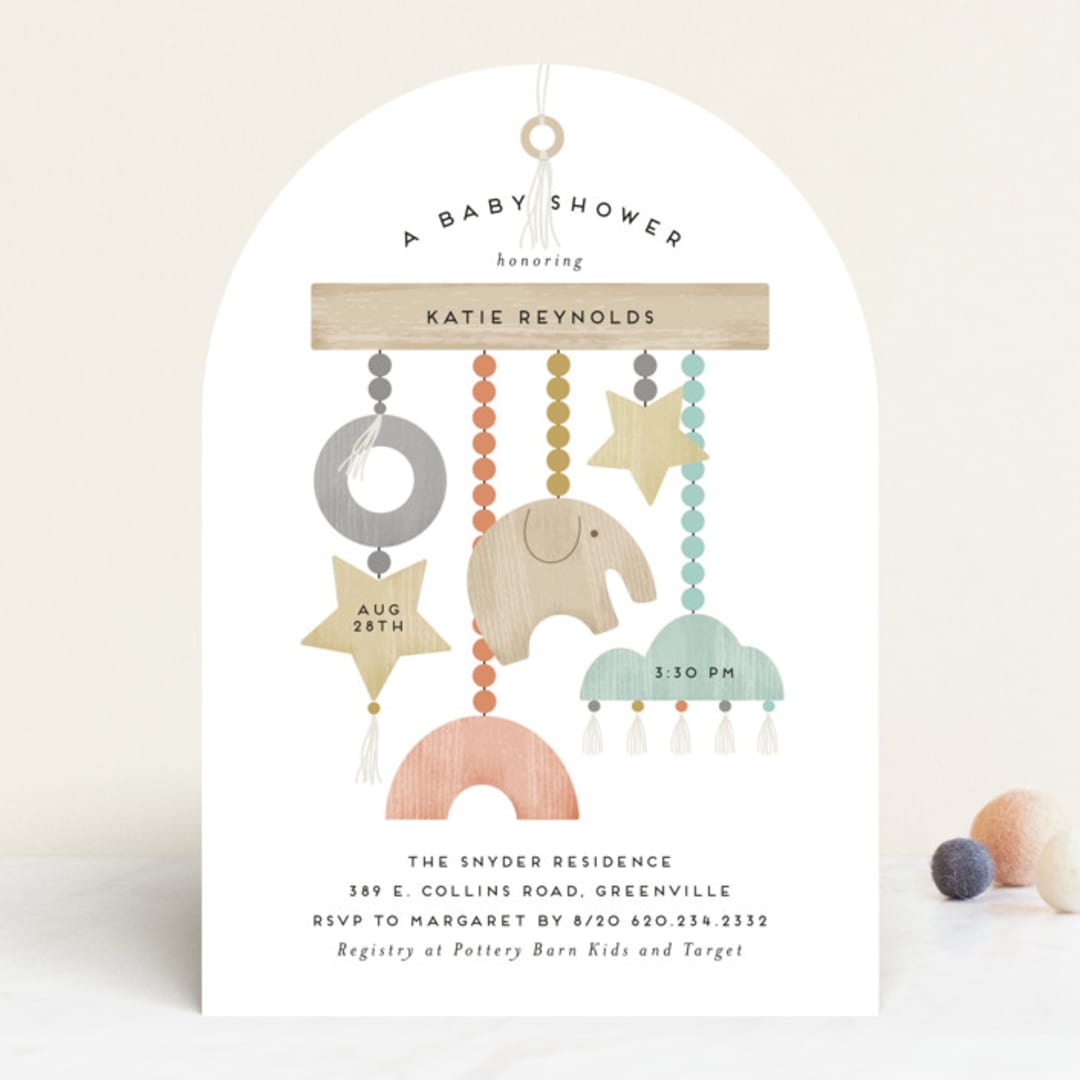 "boho baby mobile" - Baby Shower Invitations in Sunflower by Faith Dorn - Front